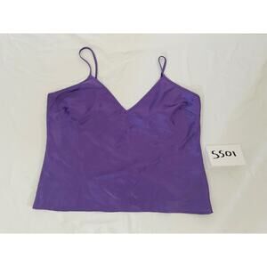 Vintage 90s Silk Cami Large Purple Tank top Blouse Old Money 100% Pure Silk